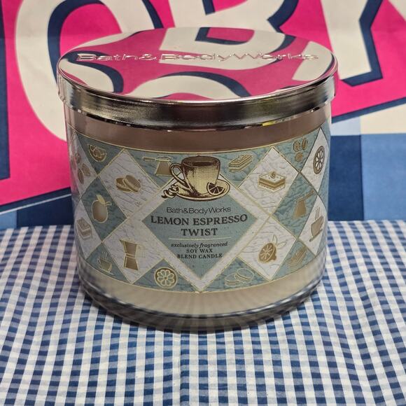 BBW Lemon Espresso Twist Soy Wax Blend Large 3 Wick Candle - Picture 1 of 2